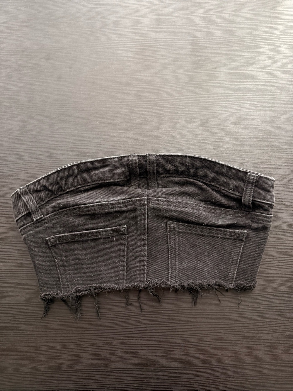 PrettyLittleThing Black Denim Cutoff Bandeau